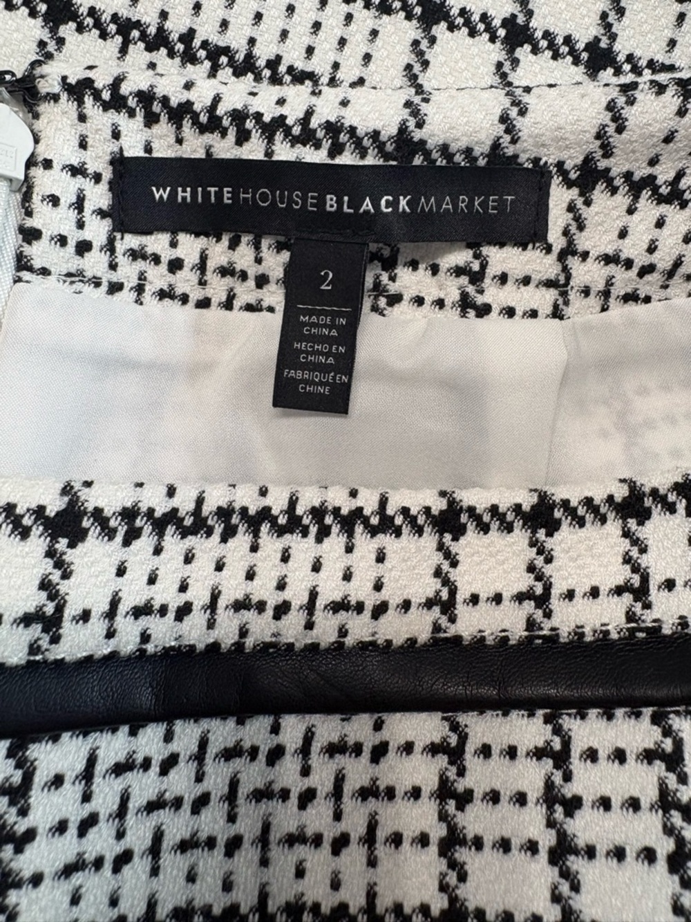 White House Black Market Black and White Plaid Mini Skirt - Picture 4 of 5